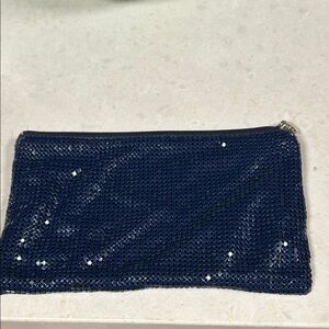 Saks Fifth Avenue Navy Blue Mesh small bag